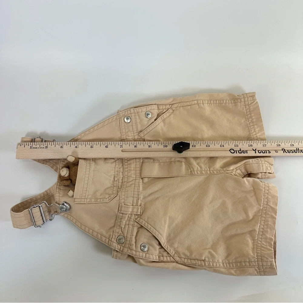 VTG Gymboree Monkey Pocket Pal‎ Tan Khaki Shorts Shortalls Overalls 6-9 months